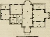 An illustration from The American cottage builder: a series of designs, plans, and specifications, from $200 to $20,000. For homes for the people. Together with warming, ventilation, drainage, painting, and landscape gardening (1854)