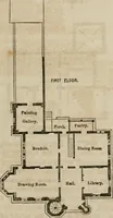 An illustration from The American cottage builder: a series of designs, plans, and specifications, from $200 to $20,000. For homes for the people. Together with warming, ventilation, drainage, painting, and landscape gardening (1854)