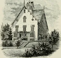 An illustration from The American cottage builder: a series of designs, plans, and specifications, from $200 to $20,000. For homes for the people. Together with warming, ventilation, drainage, painting, and landscape gardening (1854)