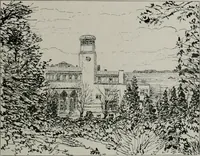 An illustration from American country houses of to-day; an illustrated account of some excellent houses built and gardens planted during the last few years, showing unmistakable influence of the modern trend in ideals architectural (1915)