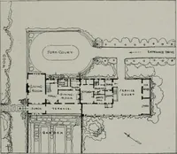 An illustration from American country houses of to-day; an illustrated account of some excellent houses built and gardens planted during the last few years, showing unmistakable influence of the modern trend in ideals architectural (1915)