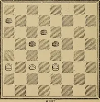An illustration from The American draught player; or, The theory and practice of the scientific game of checkers; (1880)