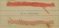 An illustration from The American dyer, (enlarged and revised) : a practical treatise on the coloring of wool, cotton, yarn and cloth, also, calico-printing ... containing seventy samples of wool, cotton yarn, and cloth; sample of black on raw cotton, colored at one operation; embracing, in all, over four hundred recipes (1878)