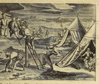 An illustration from America pars VII. : Vera et iucunda descriptio praeciparum quarundam Indiae Occidentalis regionem & insularum, quae quidem nullis ante haec, tempora visae cognitaeque, (1625)