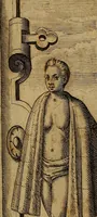 An illustration from Americæ nona & postrema pars : qua de ratione elementorum, de novi orbis natvra, de hvivs incolarvm svperstitiosis cultibus : deq; forma politiæ ac reipubl. ipsorum copiosè pertractatur : catalogo regnum Mexicanorum omnium, à primo vsq; ad vltimum Monteçuman II. additio ... : his accessit designatio illivs navigationis, quam 5. naves Hollandicae anno 1598. per fretum Magellanum in Moluccanas insulas tentarunt : quomodo nimirum oborta tempestate Capitaeus Sebalt de Weert à cæteris nauibus dispulsus, postquam plurimis mensibus in freto infinitis aerumnis miserè iactatus fuisset, tandem infectare post biennum an. 1600. domum reuersus sit : addita est tertio navigatio recens, quam 4. navium praefectus Olevier à Noort proximè suscepit ... : omnia è Germanico Latinitate donata, & insuper elegantissimis figuris æneis coornata editaq; sumptibus Theodori de Bry p.m. Viduæ & binorum filiorum (1602)