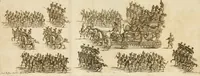 An illustration from Amore e gloria : festa d'armi a cavallo celebrata nel Regio Ducal Palazzo di Milano (1669)