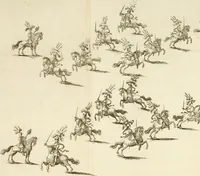 An illustration from Amore e gloria : festa d'armi a cavallo celebrata nel Regio Ducal Palazzo di Milano (1669)