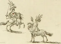 An illustration from Amore e gloria : festa d'armi a cavallo celebrata nel Regio Ducal Palazzo di Milano (1669)