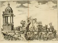 An illustration from Amore prigioniero in Delo : torneo fatto da' signori Academici torbidi in Bologna li XX. di marzo M.DC.XXVIII (1628)