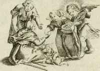 Picture 15 of 33 from Amoris diuini et humani antipathia : e variis Sacrae Scripturae locis depro[m]pta, emblematibus suis expressa et SS. PP. authoritatibus illustrata = Les effects diuers de l'amour diuin et humain : richement exprimés par petits emblemes tirés des SS. Ecritures et des SS. Peres, le tout mis en latin et francois (1628), leaf 32