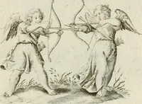 An illustration from Amoris diuini et humani antipathia : e variis Sacrae Scripturae locis depro[m]pta, emblematibus suis expressa et SS. PP. authoritatibus illustrata = Les effects diuers de l'amour diuin et humain : richement exprimés par petits emblemes tirés des SS. Ecritures et des SS. Peres, le tout mis en latin et francois (1628)