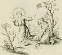 An illustration from Amoris diuini et humani antipathia : e variis Sacrae Scripturae locis depro[m]pta, emblematibus suis expressa et SS. PP. authoritatibus illustrata = Les effects diuers de l'amour diuin et humain : richement exprimés par petits emblemes tirés des SS. Ecritures et des SS. Peres, le tout mis en latin et francois (1628)
