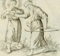 Picture 31 of 33 from Amoris diuini et humani antipathia : e variis Sacrae Scripturae locis depro[m]pta, emblematibus suis expressa et SS. PP. authoritatibus illustrata = Les effects diuers de l'amour diuin et humain : richement exprimés par petits emblemes tirés des SS. Ecritures et des SS. Peres, le tout mis en latin et francois (1628), leaf 64