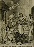 An illustration from Amstelredams eer ende opcomen, : door de denckwaerdighe miraklen aldaer gescheid, aen ende door het H. Sacrement des altaers. Anno 1345 (1639)