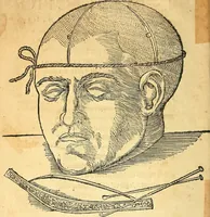 An illustration from Anatomiae, hoc est, corporis humani dissectionis pars prior, in qua singula quae ad caput spectant recensentur membra atque singulae partes, singulis suis ad uiuum commodissimè expressis figuris, deliniantur (1537)