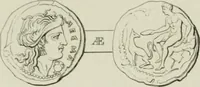 An illustration from Ancient coins of Greek cities and kings. From various collections principally in Great Britain; (1831)