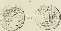 An illustration from Ancient coins of Greek cities and kings. From various collections principally in Great Britain; (1831)