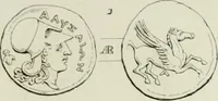 An illustration from Ancient coins of Greek cities and kings. From various collections principally in Great Britain; (1831)