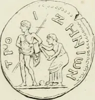 An illustration from Ancient coins of Greek cities and kings. From various collections principally in Great Britain; (1831)