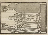 An illustration from Ancient funerall monuments within the vnited monarchie of Great Britaine, Ireland, and the islands adiacent, with the dissolued monasteries therein contained: their founders, and what eminent persons haue beene in the same interred. As also the death and buriall of certaine of the bloud royall; the nobilitie and gentrie of these kingdomes entombed in forraine nations.. (1631)