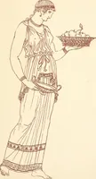 Picture 45 of 176 from Ancient Greek female costume : illustrated by one hundred and twelve plates and numerous smaller illustrations ; with descriptive letterpress and descriptive passages from the works of Homer, Hesiod, Herodotus, Aeschylus, Euripides, Aristophanes, Theocritus, Xenophon, Lucian, and other Greek authors (1882), leaf 106