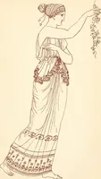 An illustration from Ancient Greek female costume : illustrated by one hundred and twelve plates and numerous smaller illustrations ; with descriptive letterpress and descriptive passages from the works of Homer, Hesiod, Herodotus, Aeschylus, Euripides, Aristophanes, Theocritus, Xenophon, Lucian, and other Greek authors (1882)