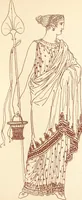 An illustration from Ancient Greek female costume : illustrated by one hundred and twelve plates and numerous smaller illustrations ; with descriptive letterpress and descriptive passages from the works of Homer, Hesiod, Herodotus, Aeschylus, Euripides, Aristophanes, Theocritus, Xenophon, Lucian, and other Greek authors (1882)