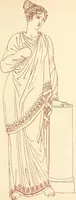An illustration from Ancient Greek female costume : illustrated by one hundred and twelve plates and numerous smaller illustrations ; with descriptive letterpress and descriptive passages from the works of Homer, Hesiod, Herodotus, Aeschylus, Euripides, Aristophanes, Theocritus, Xenophon, Lucian, and other Greek authors (1882)