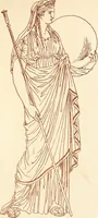 An illustration from Ancient Greek female costume : illustrated by one hundred and twelve plates and numerous smaller illustrations ; with descriptive letterpress and descriptive passages from the works of Homer, Hesiod, Herodotus, Aeschylus, Euripides, Aristophanes, Theocritus, Xenophon, Lucian, and other Greek authors (1882)