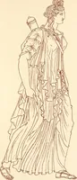 An illustration from Ancient Greek female costume : illustrated by one hundred and twelve plates and numerous smaller illustrations ; with descriptive letterpress and descriptive passages from the works of Homer, Hesiod, Herodotus, Aeschylus, Euripides, Aristophanes, Theocritus, Xenophon, Lucian, and other Greek authors (1882)