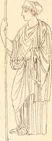 An illustration from Ancient Greek female costume : illustrated by one hundred and twelve plates and numerous smaller illustrations ; with descriptive letterpress and descriptive passages from the works of Homer, Hesiod, Herodotus, Aeschylus, Euripides, Aristophanes, Theocritus, Xenophon, Lucian, and other Greek authors (1882)