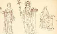 An illustration from Ancient Greek female costume : illustrated by one hundred and twelve plates and numerous smaller illustrations ; with descriptive letterpress and descriptive passages from the works of Homer, Hesiod, Herodotus, Aeschylus, Euripides, Aristophanes, Theocritus, Xenophon, Lucian, and other Greek authors (1882)