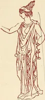 An illustration from Ancient Greek female costume : illustrated by one hundred and twelve plates and numerous smaller illustrations ; with descriptive letterpress and descriptive passages from the works of Homer, Hesiod, Herodotus, Aeschylus, Euripides, Aristophanes, Theocritus, Xenophon, Lucian, and other Greek authors (1882)