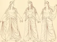 Picture 134 of 176 from Ancient Greek female costume : illustrated by one hundred and twelve plates and numerous smaller illustrations ; with descriptive letterpress and descriptive passages from the works of Homer, Hesiod, Herodotus, Aeschylus, Euripides, Aristophanes, Theocritus, Xenophon, Lucian, and other Greek authors (1882), leaf 262