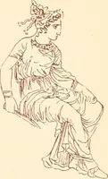 An illustration from Ancient Greek female costume : illustrated by one hundred and twelve plates and numerous smaller illustrations ; with descriptive letterpress and descriptive passages from the works of Homer, Hesiod, Herodotus, Aeschylus, Euripides, Aristophanes, Theocritus, Xenophon, Lucian, and other Greek authors (1882)