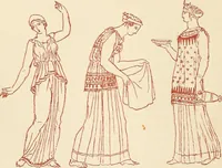 Picture 12 of 176 from Ancient Greek female costume : illustrated by one hundred and twelve plates and numerous smaller illustrations ; with descriptive letterpress and descriptive passages from the works of Homer, Hesiod, Herodotus, Aeschylus, Euripides, Aristophanes, Theocritus, Xenophon, Lucian, and other Greek authors (1882), leaf 27