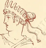 An illustration from Ancient Greek female costume : illustrated by one hundred and twelve plates and numerous smaller illustrations ; with descriptive letterpress and descriptive passages from the works of Homer, Hesiod, Herodotus, Aeschylus, Euripides, Aristophanes, Theocritus, Xenophon, Lucian, and other Greek authors (1882)