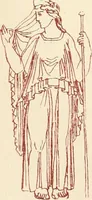 An illustration from Ancient Greek female costume : illustrated by one hundred and twelve plates and numerous smaller illustrations ; with descriptive letterpress and descriptive passages from the works of Homer, Hesiod, Herodotus, Aeschylus, Euripides, Aristophanes, Theocritus, Xenophon, Lucian, and other Greek authors (1882)