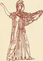 An illustration from Ancient Greek female costume : illustrated by one hundred and twelve plates and numerous smaller illustrations ; with descriptive letterpress and descriptive passages from the works of Homer, Hesiod, Herodotus, Aeschylus, Euripides, Aristophanes, Theocritus, Xenophon, Lucian, and other Greek authors (1882)