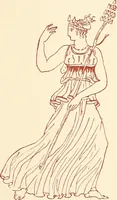 An illustration from Ancient Greek female costume : illustrated by one hundred and twelve plates and numerous smaller illustrations ; with descriptive letterpress and descriptive passages from the works of Homer, Hesiod, Herodotus, Aeschylus, Euripides, Aristophanes, Theocritus, Xenophon, Lucian, and other Greek authors (1882)