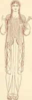 An illustration from Ancient Greek female costume : illustrated by one hundred and twelve plates and numerous smaller illustrations ; with descriptive letterpress and descriptive passages from the works of Homer, Hesiod, Herodotus, Aeschylus, Euripides, Aristophanes, Theocritus, Xenophon, Lucian, and other Greek authors (1882)