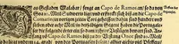 An illustration from Ander Theil der Orientalischen Indien, Von allen Völckern, Insulen, Meerporten, fliessenden Wassern vnd anderen Orten, so von Portugal auss, lengst dem Gestaden Aphrica, biss in Ost Indien vnd zu dem Landt China, sampt andern Insulen zu sehen seind. : Beneben derenselben Aberglauben, Götzendienst vnd Tempeln, item von jren Sitten, Trachten, Kleidungen, Policeyordnung, vnd wie sie hausshalten, beid so viel die Portugesen, welche dam im Landt wohnen, vnd auch das inheimische Landvölcklein anlangt. Dessgleichen von der Residentz dess Spanischen Viceroys vnd anderer Spanier in Goa, item von allen Orientalischen, Indianischen Waaren vnd Kummerschafften: sampt deren Gewichten, Masen, Müntzen vnd ihrem Valor oder Wirdtgung. (1598)