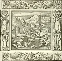 An illustration from Andreæ Alciati emblemata cvm commentariis Clavdii Minois...: & notis Lavrentii Pignorii Patavini : nouissima hac editione in continuam vnius commentarij seriem congestis, in certas quasdam quasi classes dispositis, & plusquam dimidia parte auctis (1621)