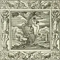 Picture 29 of 228 from Andreæ Alciati emblemata cvm commentariis Clavdii Minois...: & notis Lavrentii Pignorii Patavini : nouissima hac editione in continuam vnius commentarij seriem congestis, in certas quasdam quasi classes dispositis, & plusquam dimidia parte auctis (1621), leaf 195