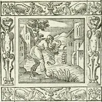 An illustration from Andreæ Alciati emblemata cvm commentariis Clavdii Minois...: & notis Lavrentii Pignorii Patavini : nouissima hac editione in continuam vnius commentarij seriem congestis, in certas quasdam quasi classes dispositis, & plusquam dimidia parte auctis (1621)