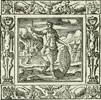 An illustration from Andreæ Alciati emblemata cvm commentariis Clavdii Minois...: & notis Lavrentii Pignorii Patavini : nouissima hac editione in continuam vnius commentarij seriem congestis, in certas quasdam quasi classes dispositis, & plusquam dimidia parte auctis (1621)