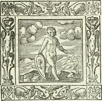 An illustration from Andreæ Alciati emblemata cvm commentariis Clavdii Minois...: & notis Lavrentii Pignorii Patavini : nouissima hac editione in continuam vnius commentarij seriem congestis, in certas quasdam quasi classes dispositis, & plusquam dimidia parte auctis (1621)
