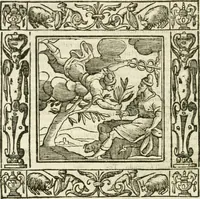 An illustration from Andreæ Alciati emblemata cvm commentariis Clavdii Minois...: & notis Lavrentii Pignorii Patavini : nouissima hac editione in continuam vnius commentarij seriem congestis, in certas quasdam quasi classes dispositis, & plusquam dimidia parte auctis (1621)
