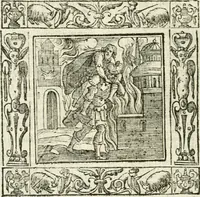 An illustration from Andreæ Alciati emblemata cvm commentariis Clavdii Minois...: & notis Lavrentii Pignorii Patavini : nouissima hac editione in continuam vnius commentarij seriem congestis, in certas quasdam quasi classes dispositis, & plusquam dimidia parte auctis (1621)