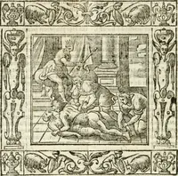 An illustration from Andreæ Alciati emblemata cvm commentariis Clavdii Minois...: & notis Lavrentii Pignorii Patavini : nouissima hac editione in continuam vnius commentarij seriem congestis, in certas quasdam quasi classes dispositis, & plusquam dimidia parte auctis (1621)